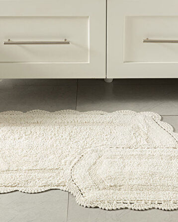 Mia Pamuklu Banyo Paspası Seti Krem