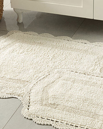 Mia Pamuklu Banyo Paspası Seti Krem