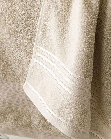 Romantic Stripe Pamuklu Floşlu Banyo Havlusu Takımı Gri