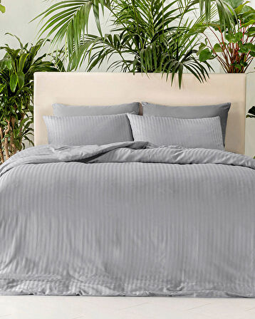 Crystal İpeksi Twill King Size Nevresim Takımı Gri