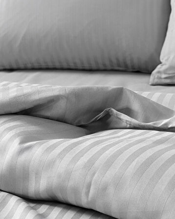 Crystal İpeksi Twill King Size Nevresim Takımı Gri