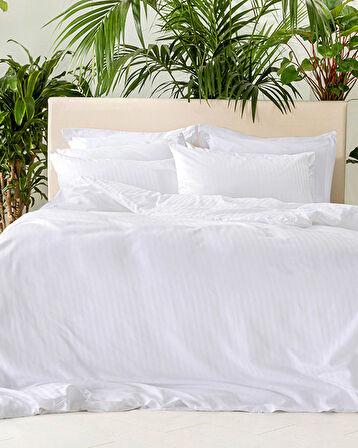 English Home Crystal İpeksi Twill Super King Nevresim Takımı Beyaz