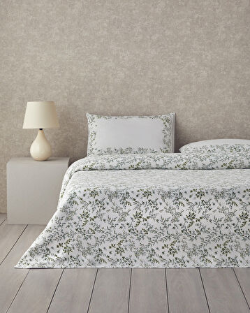 Natur Baskılı Tek Kişilik Pike Takımı 150x220 cm Yeşil