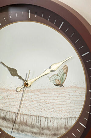 Butterfly Duvar Saati 30 Cm Kahve