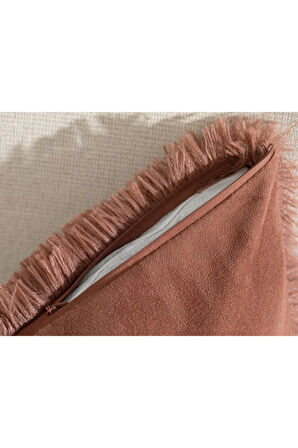 Fluffy Peluş Kırlent Kılıfı 45x45 cm Koyu Gülkurusu