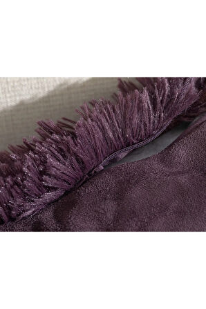 Fluffy Peluş Kırlent Kılıfı 45x45 cm Mürdüm