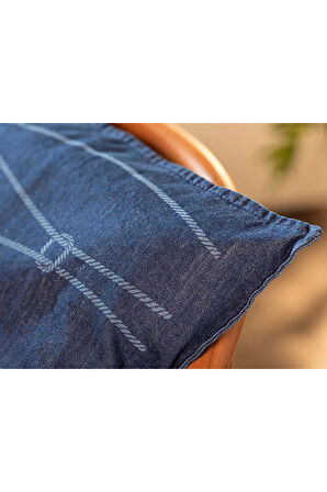 Knotted Denim Kırlent Kılıfı 45x45 Cm İndigo