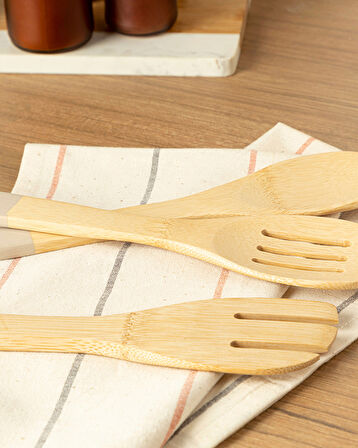 Lina Bambu 4 Parça Servis Seti Bej