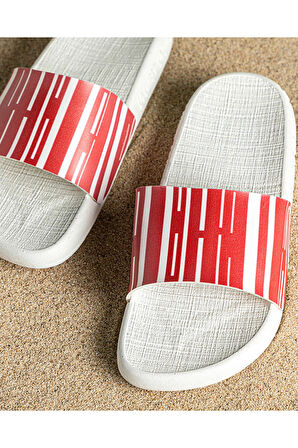 Marine Stripe Kadın Plaj Terliği Kırmızı