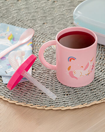 Little Unicorn Plastik Pipetli Bardak Pembe