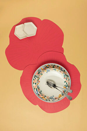 Blossom Suni Deri 2'li Amerikan Servis 40 Cm Pembe
