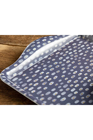 Navy Dots Melamin Tepsi 39x24 Cm Lacivert