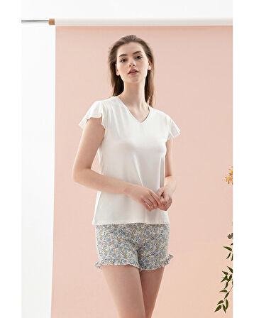 English Home Spring Flower Viskon Kadın Pijama Takımı Mavi