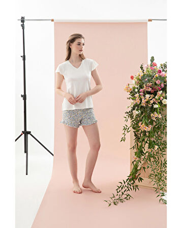 English Home Spring Flower Viskon Kadın Pijama Takımı Mavi
