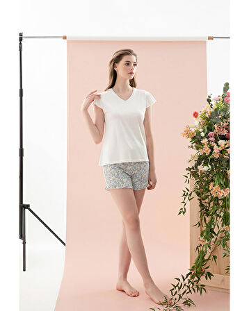 English Home Spring Flower Viskon Kadın Pijama Takımı Mavi