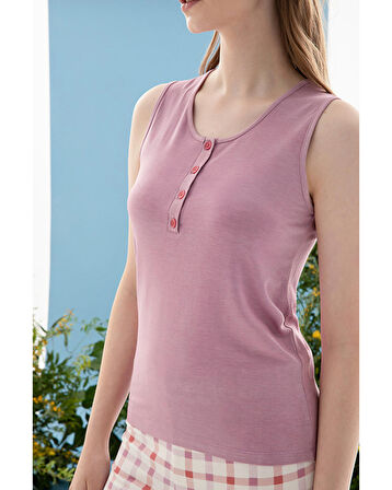 English Home Summer Check Viskon Kadın Pijama Takımı Lila