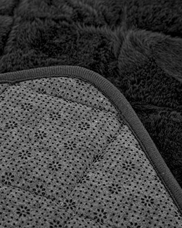 English Home Soft Touch Rabbit Peluş Banyo Paspası Seti Antrasit