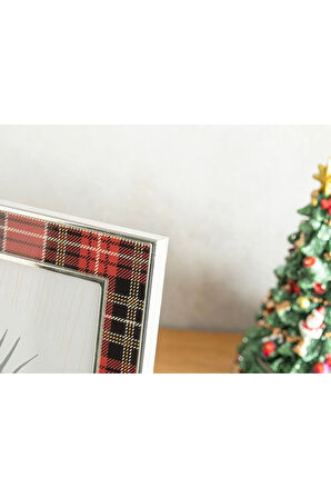 Yılbaşı Plaid Çerçeve 10x15 Cm Bordo
