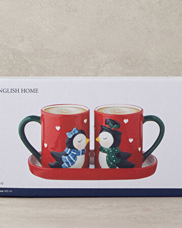 Lovely Penguins Dolomite 2'li Yılbaşı Kupa 400 ml Kırmızı