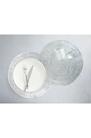 Glazzy Pvc 2'li Amerıkan Servis 38 Cm Silver