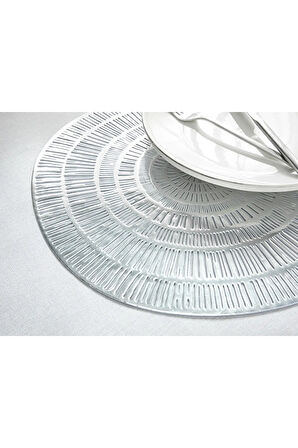 Glazzy Pvc 2'li Amerıkan Servis 38 Cm Silver