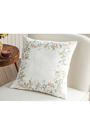 Cania Baskılı Kırlent Kılıfı 45x45 Cm Beyaz