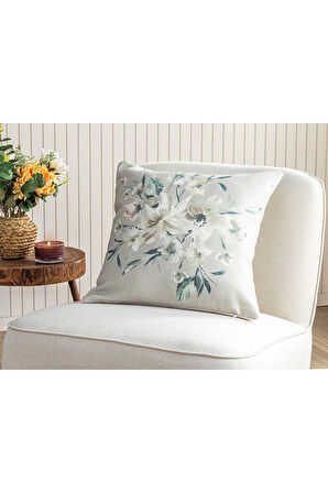 Lerna Baskılı Kırlent Kılıfı 45x45 Cm Gri