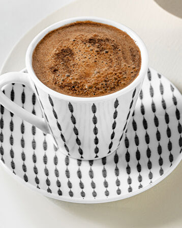 English Home New Retro Porselen 4 Parça 2 Kişilik Kahve Fincan Takımı Siyah