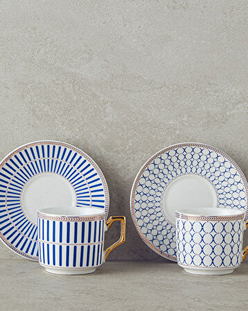 English Home Rabecca New Bone China Kahve Fincan Takımı 4 Parça 2 Kişilik Lacivert