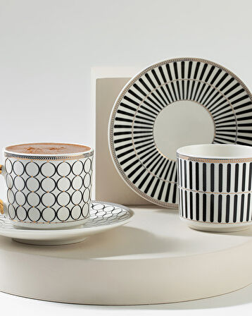 English Home Rabecca New Bone China Kahve Fincan Takımı 4 Parça 2 Kişilik Siyah
