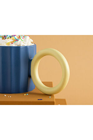 Angled New Bone China Kupa 260 Ml Sarı-lacivert