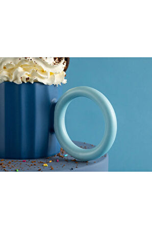 Angled New Bone China Kupa 260 Ml Lacivert - Açık Mavi