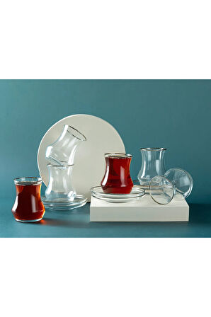 Oslo Cam 6'lı Çay Seti 170 ml Silver
