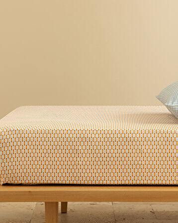 English Home Diamond Stripe Kolay Ütülenir Tek Kişilik Çarşaf Sarı