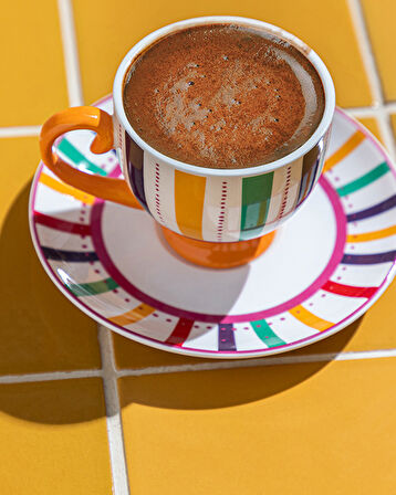 English Home Exotic Wild New Bone China Kahve Fincan Takımı 4 Parça 2 Kişilik Sarı