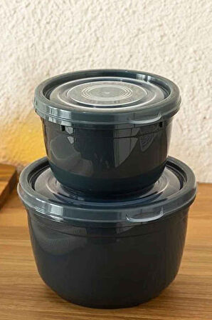 Fox Plastik 2'li Saklama Kabı 625 + 1200 Ml Antrasit