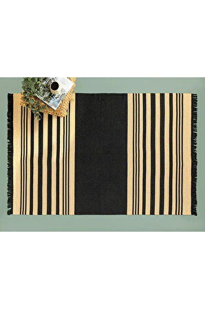Lara Tiar Dokuma Kilim Krem Siyah