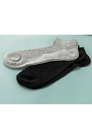 Cruz Pamuk Erkek 2'li Patik Çorap 40-44 Siyah - Gri