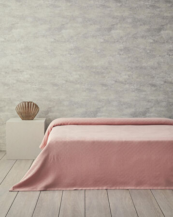 English Home Plain Pamuklu Çift Kişilik Pike Pembe