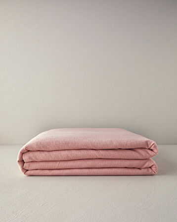 English Home Plain Pamuklu Tek Kişilik Pike Pembe