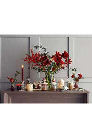 Christmas Tree New Bone China Tepsili Kahve Fincan Takımı Kırmızı