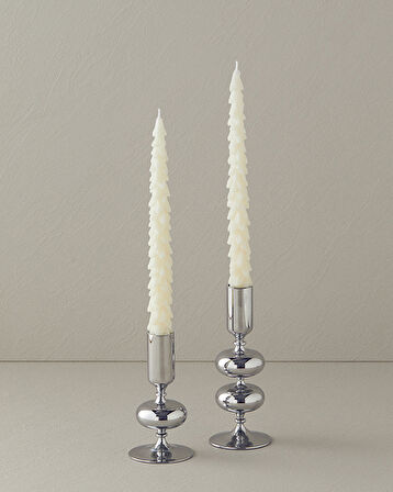 Christmas Tree 2'li Yılbaşı Mum 26,4x5,7x3,5 cm Ekru