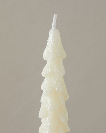 Christmas Tree 2'li Yılbaşı Mum 26,4x5,7x3,5 cm Ekru