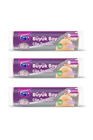 Parex Çöp Torbası Büyük Boy Büzgülü Vanilya Kokulu 10'lu x 3 Adet