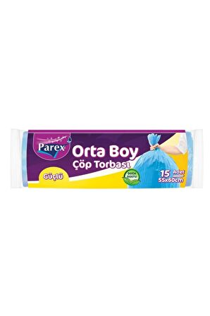 Parex Güçlü Çöp Torbası Orta 55 cm x 60 cm Tek Rulo Mavi