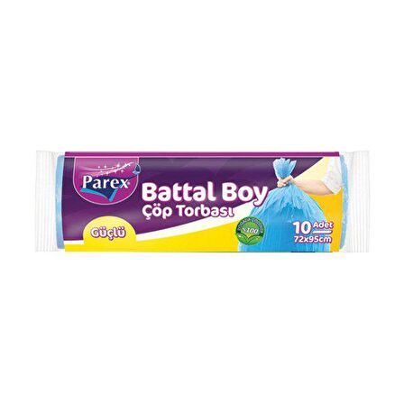 Parex Güçlü Çöp Torbası Battal Boy 72 cm x 95 cm Tek Rulo Mavi