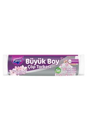 Premium Büzgülü Çöp Torbası Kiraz Çiçeği Kokulu Büyük Boy 10'lu 65 x 70 cm