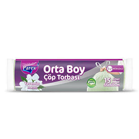 Parex Büzgülü Yasemi̇n Kokulu çöp Torbası Orta Boy 55*60 Cm Paket (20 Adet)