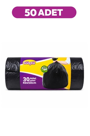 Güçlü Siyah Çöp Torbası Küçük Boy 30'lu 40 x 50 cm Elli Paket