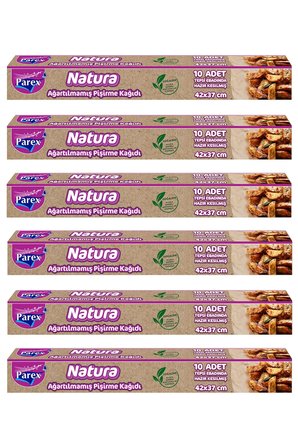 Natura Ağartılmamış Hazır Kesilmiş Pişirme Kağıdı 42x37 Cm 10'lu x 6
